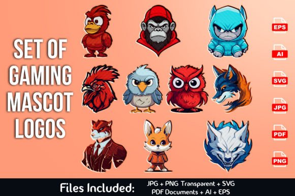 Animal Gaming Mascot Logo Set for Graphics and Logos