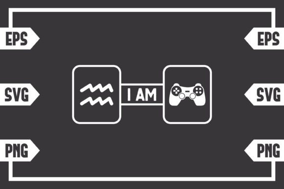 Aquarius Sign and Gaming Controller Graphics for Crafts