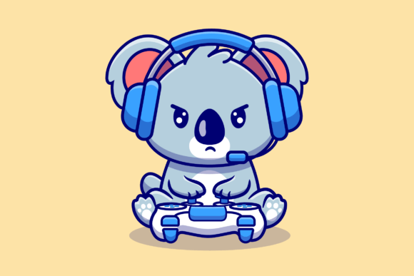 Cute Koala Gaming Cartoon Illustration Review