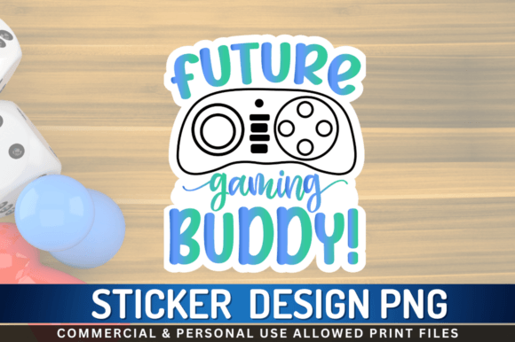 Future Gaming Buddy Sticker Png Desgin: A Graphic Design Asset for Crafts and Content