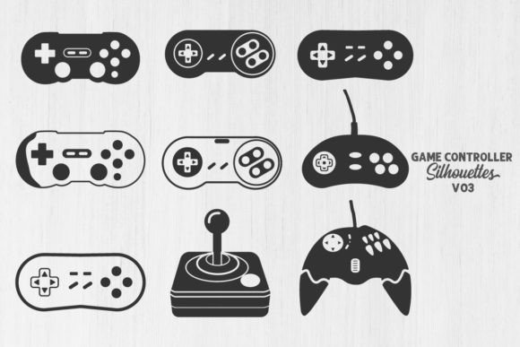 Game Controller Silhouettes, Gaming Icon for Graphics and Illustrations