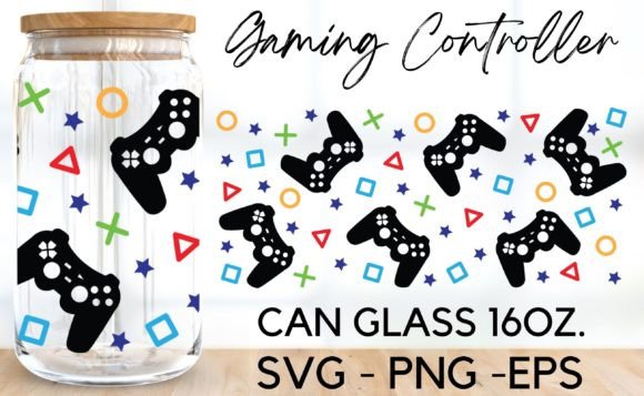 Gaming Controller Libbey Glass 16 Oz SVG: Graphics for Print Templates