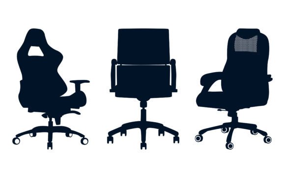 Office or Gaming Chair Silhouette Vector for Graphics and Illustrations